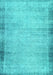 Machine Washable Abstract Turquoise Modern Area Rugs, wshabs2046turq