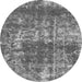 Round Machine Washable Abstract Gray Modern Rug, wshabs2047gry