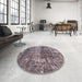 Round Machine Washable Abstract Purple Rug in a Office, wshabs2047