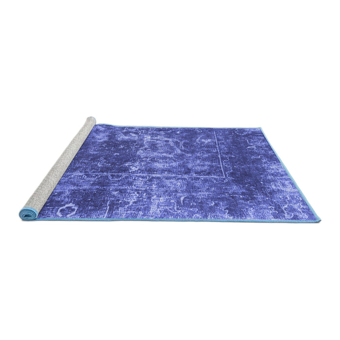 Sideview of Machine Washable Abstract Blue Modern Rug, wshabs2047blu