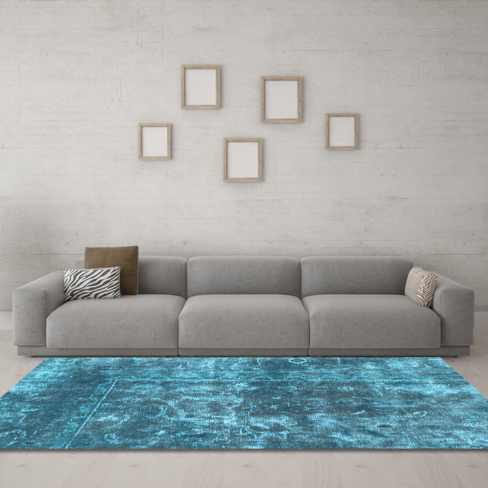 Machine Washable Abstract Light Blue Modern Rug in a Living Room, wshabs2047lblu