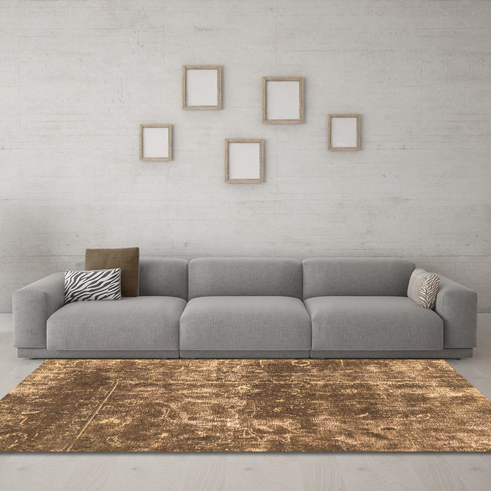 Machine Washable Abstract Brown Modern Rug in a Living Room,, wshabs2047brn