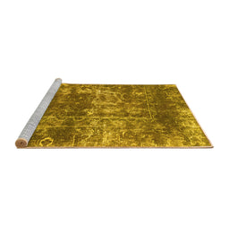 Sideview of Machine Washable Abstract Yellow Modern Rug, wshabs2047yw
