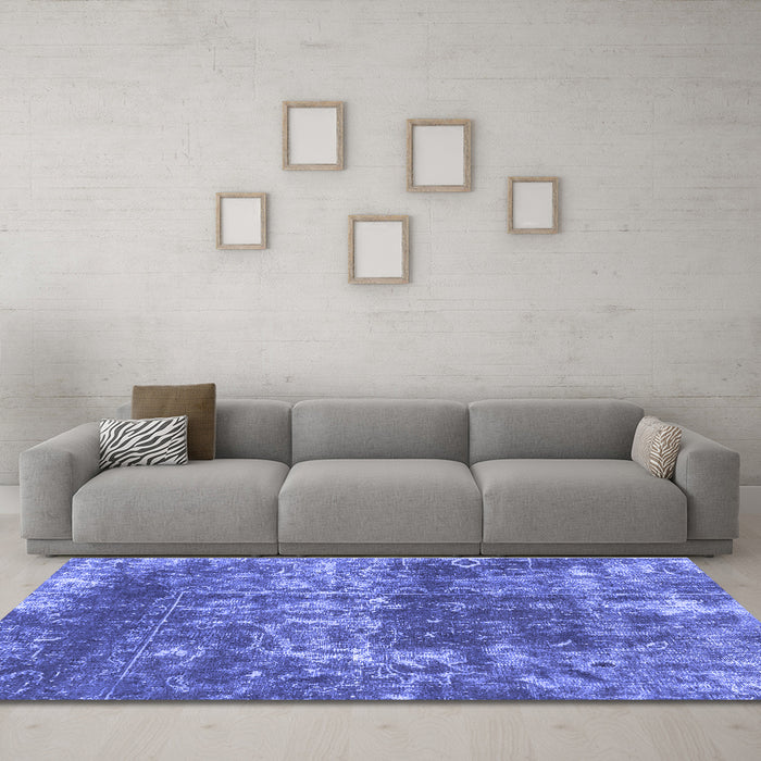 Machine Washable Abstract Blue Modern Rug in a Living Room, wshabs2047blu