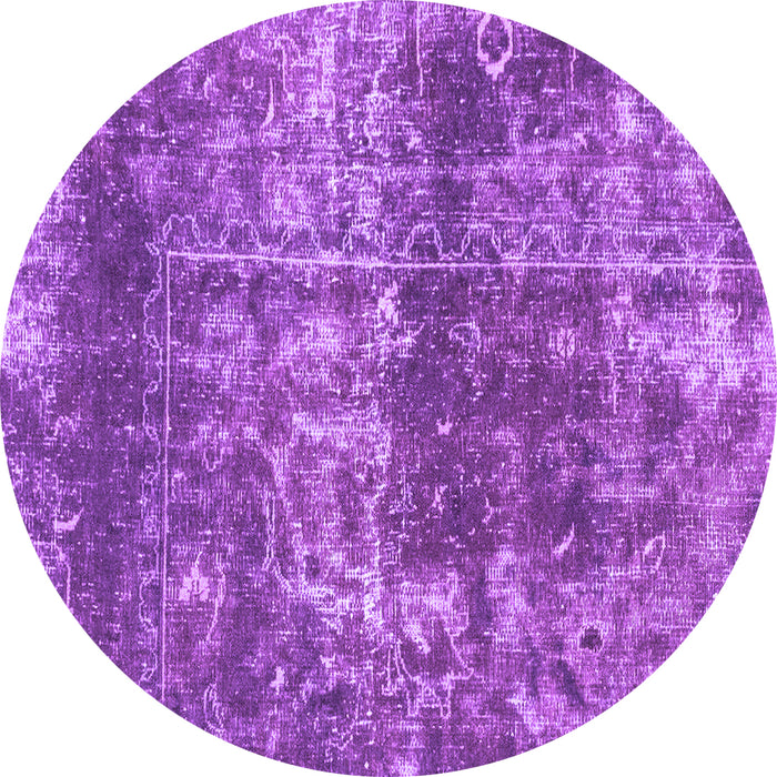 Round Abstract Purple Modern Rug, abs2047pur