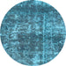 Round Abstract Light Blue Modern Rug, abs2047lblu