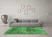 Machine Washable Abstract Emerald Green Modern Area Rugs in a Living Room,, wshabs2047emgrn