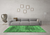 Machine Washable Abstract Emerald Green Modern Rug, wshabs2047emgrn