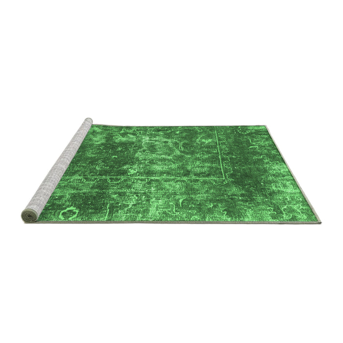 Sideview of Machine Washable Abstract Emerald Green Modern Area Rugs, wshabs2047emgrn
