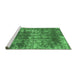 Sideview of Machine Washable Abstract Emerald Green Modern Area Rugs, wshabs2047emgrn