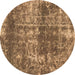 Round Abstract Brown Modern Rug, abs2047brn