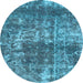 Round Machine Washable Abstract Light Blue Modern Rug, wshabs2047lblu