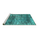 Sideview of Machine Washable Abstract Turquoise Modern Area Rugs, wshabs2047turq