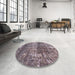 Round Abstract Purple Modern Rug in a Office, abs2047