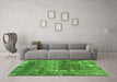 Machine Washable Abstract Green Modern Area Rugs in a Living Room,, wshabs2047grn