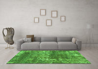 Machine Washable Abstract Green Modern Rug, wshabs2047grn