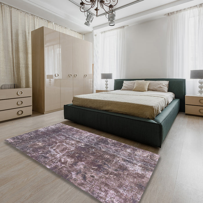 Machine Washable Abstract Purple Rug in a Bedroom, wshabs2047