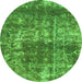 Round Machine Washable Abstract Green Modern Area Rugs, wshabs2047grn