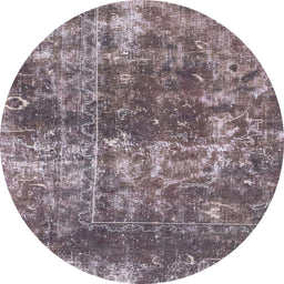 Round Machine Washable Abstract Purple Rug, wshabs2047