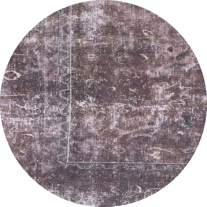 Round Machine Washable Abstract Purple Rug, wshabs2047