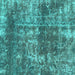 Square Abstract Turquoise Modern Rug, abs2047turq