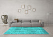 Machine Washable Abstract Turquoise Modern Area Rugs in a Living Room,, wshabs2048turq