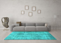 Machine Washable Abstract Turquoise Modern Rug, wshabs2048turq