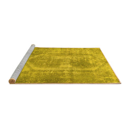 Sideview of Machine Washable Abstract Yellow Modern Rug, wshabs2048yw