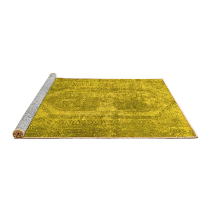 Sideview of Machine Washable Abstract Yellow Modern Rug, wshabs2048yw
