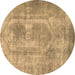 Round Abstract Brown Modern Rug, abs2048brn