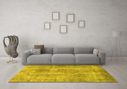 Machine Washable Abstract Yellow Modern Rug in a Living Room, wshabs2048yw