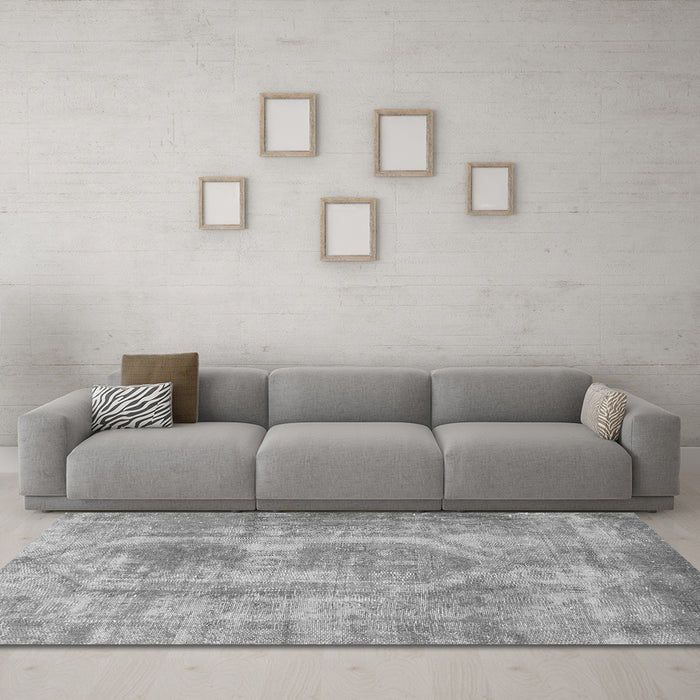 Machine Washable Abstract Gray Modern Rug in a Living Room,, wshabs2048gry