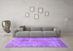 Machine Washable Abstract Purple Modern Area Rugs in a Living Room, wshabs2048pur
