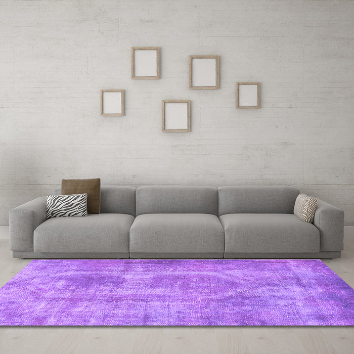 Machine Washable Abstract Purple Modern Area Rugs in a Living Room, wshabs2048pur