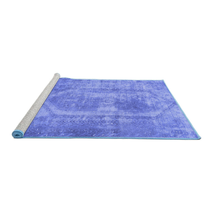 Sideview of Machine Washable Abstract Blue Modern Rug, wshabs2048blu