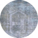 Round Machine Washable Abstract Light Slate Gray Rug, wshabs2048