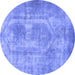 Round Abstract Blue Modern Rug, abs2048blu