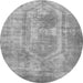 Round Abstract Gray Modern Rug, abs2048gry