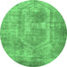 Round Abstract Emerald Green Modern Rug, abs2048emgrn