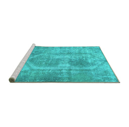 Sideview of Machine Washable Abstract Turquoise Modern Area Rugs, wshabs2048turq