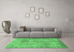 Machine Washable Abstract Emerald Green Modern Area Rugs in a Living Room,, wshabs2048emgrn