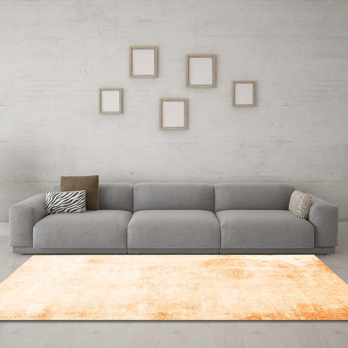 Machine Washable Abstract Orange Modern Area Rugs in a Living Room, wshabs2049org