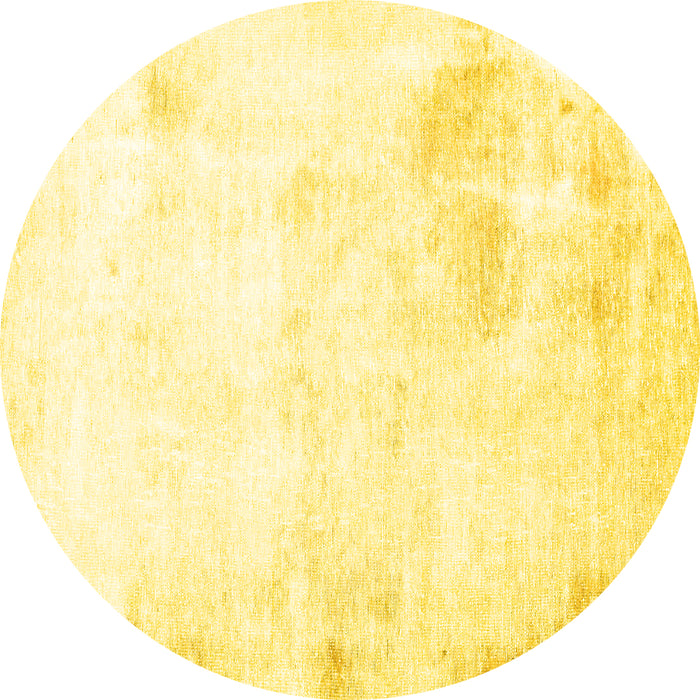 Round Machine Washable Abstract Yellow Modern Rug, wshabs2049yw