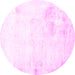 Round Abstract Pink Modern Rug, abs2049pnk