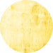 Round Abstract Yellow Modern Rug, abs2049yw