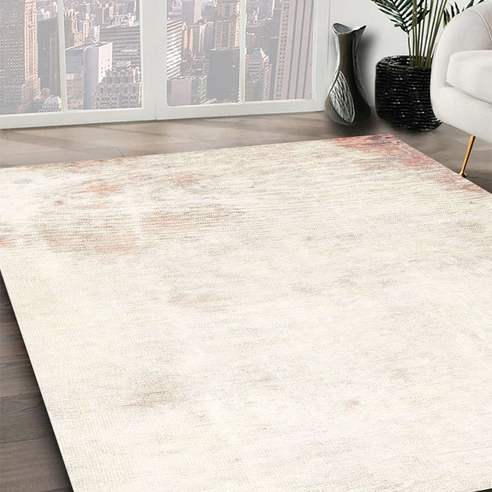 Machine Washable Abstract Blonde Beige Rug in a Family Room, wshabs2049