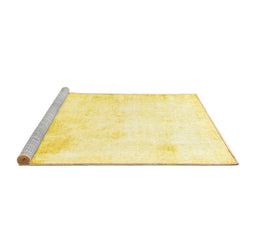 Sideview of Machine Washable Abstract Yellow Modern Rug, wshabs2049yw