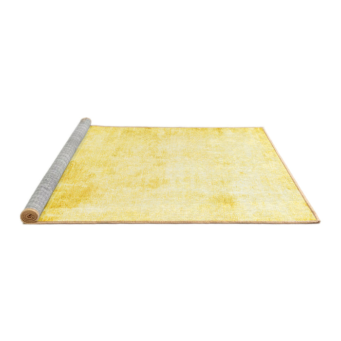 Sideview of Machine Washable Abstract Yellow Modern Rug, wshabs2049yw