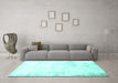 Machine Washable Abstract Turquoise Modern Area Rugs in a Living Room,, wshabs2049turq