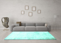 Machine Washable Abstract Turquoise Modern Area Rugs in a Living Room,, wshabs2049turq